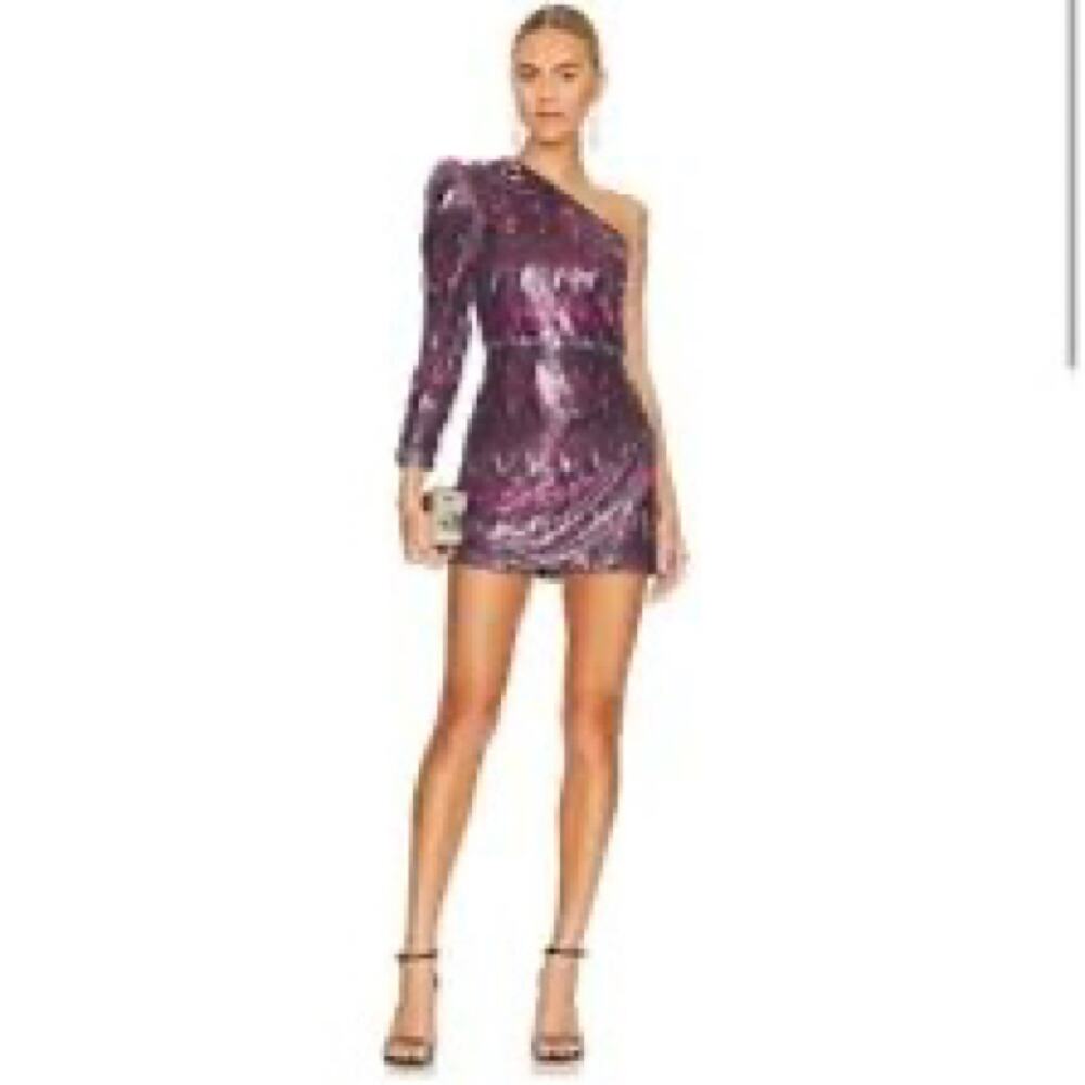 EUC MISA Los Angeles One Shoulder Sequin Dress S